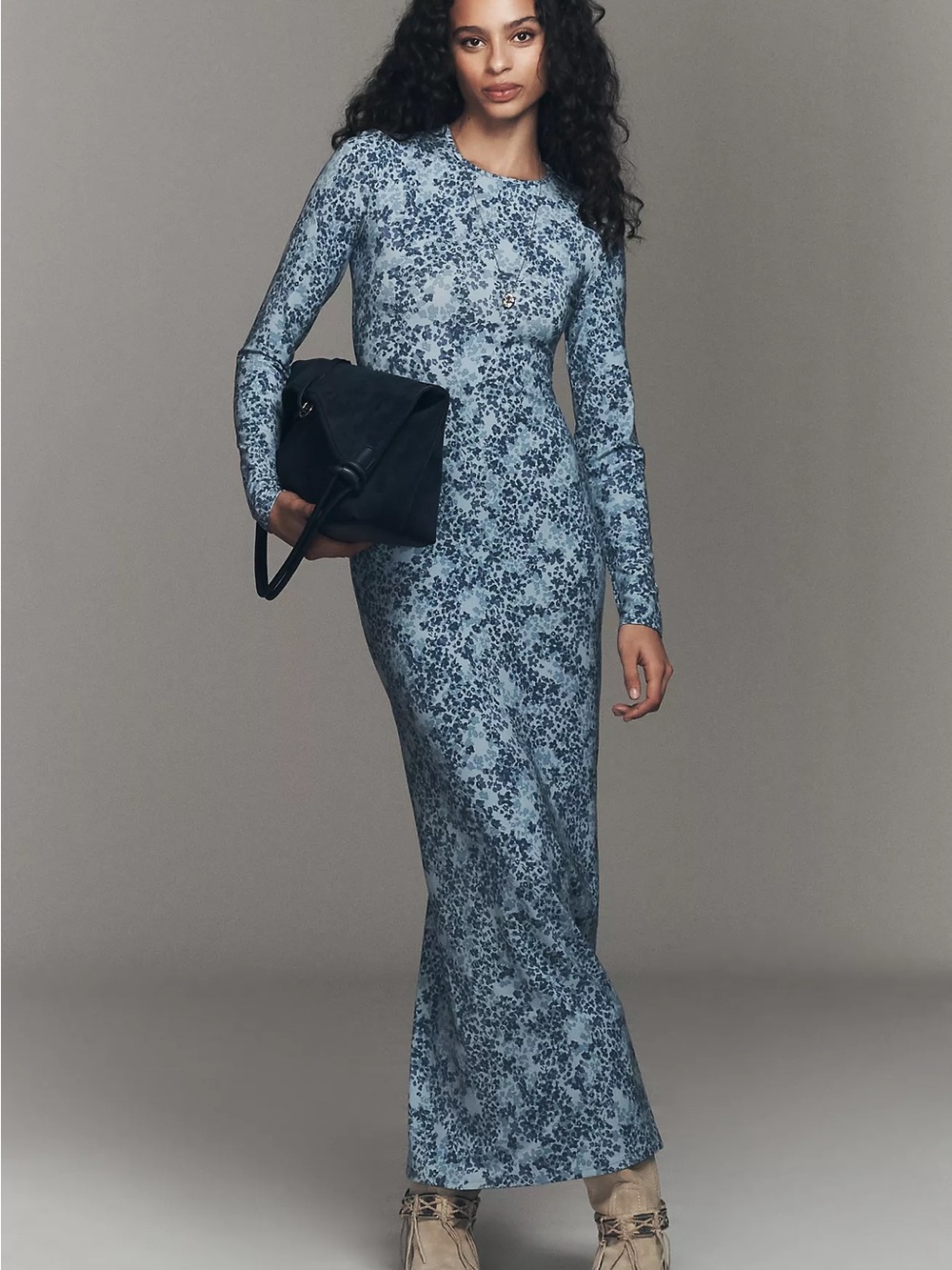 NWT Reformation Anthropologie Tommie Knit Floral Maxi Dress Blue XL